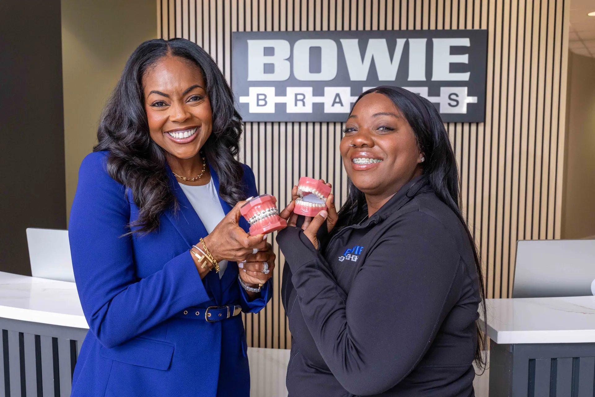 Dr. Alexis Kirkland-Miller with a Bowie Braces team member